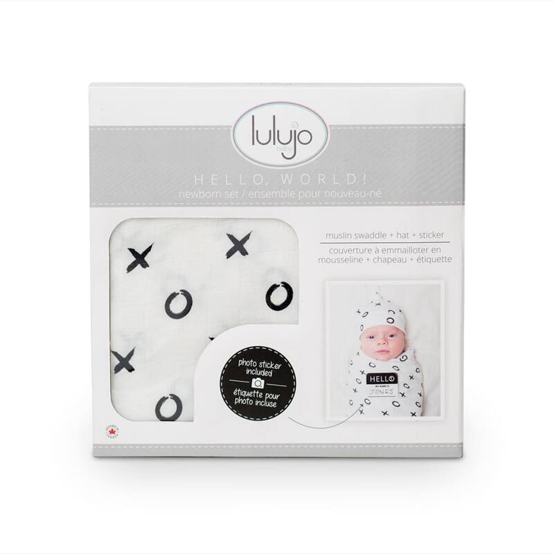 lulujo Hello World Hat & Swaddle Set