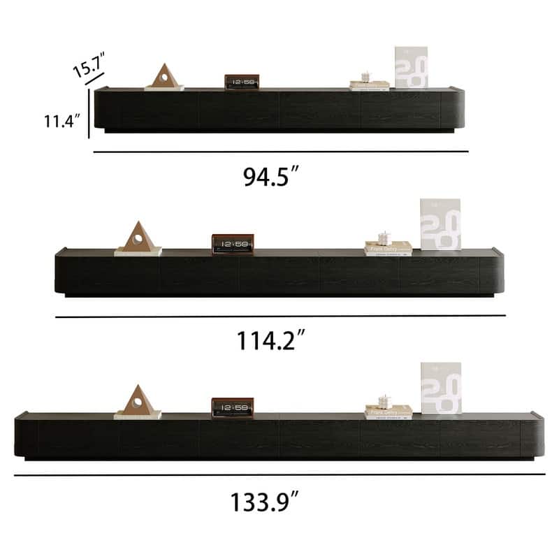 Modern Black Combination Modern TV Stands, 3 Size for choose, Fully Assembled Media Console, Solid Wood