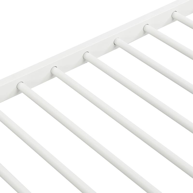Twin over Twin Metal Bunk Bed with Trundle and Fence