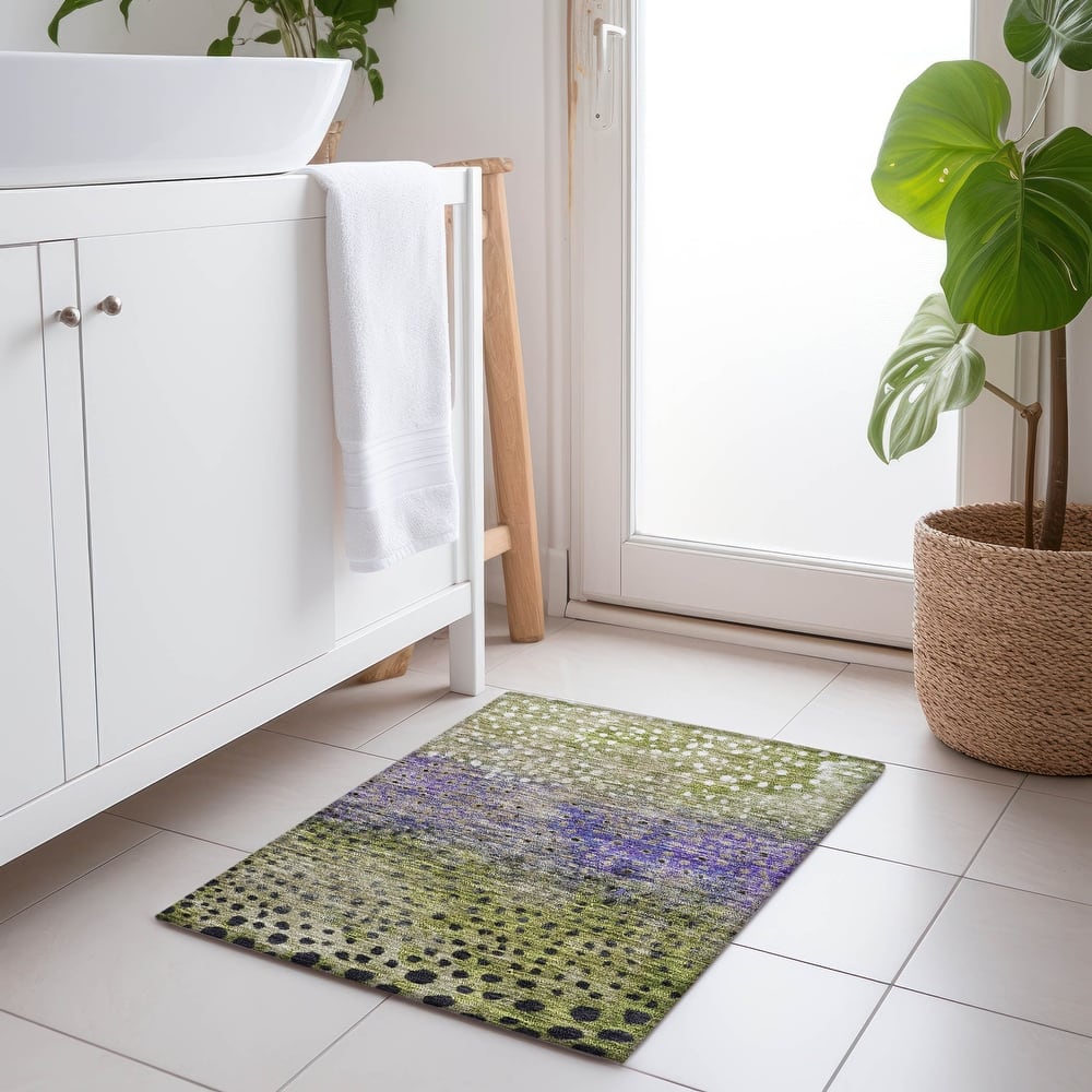 Machine Washable Indoor/ Outdoor Abstract Modern Chantille Rug