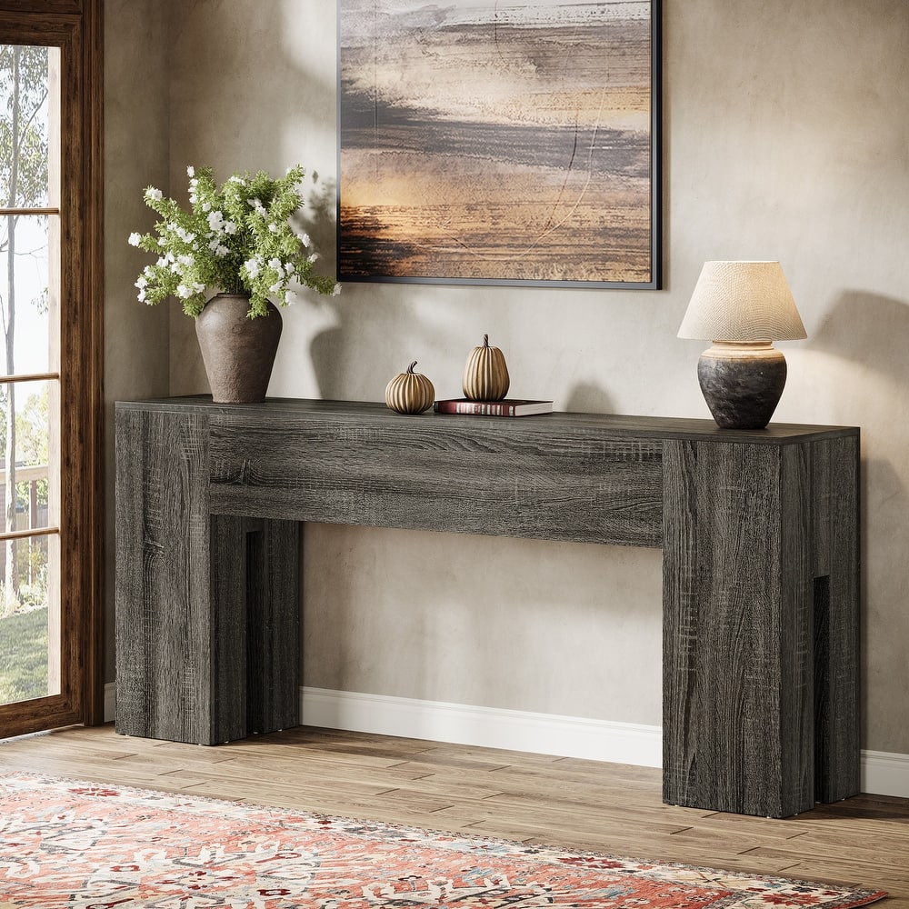 71-Inch Long Console Table for Entryway, Living Room, Rustic Brown - 70.86" L x 13.78" W x 32.3" H