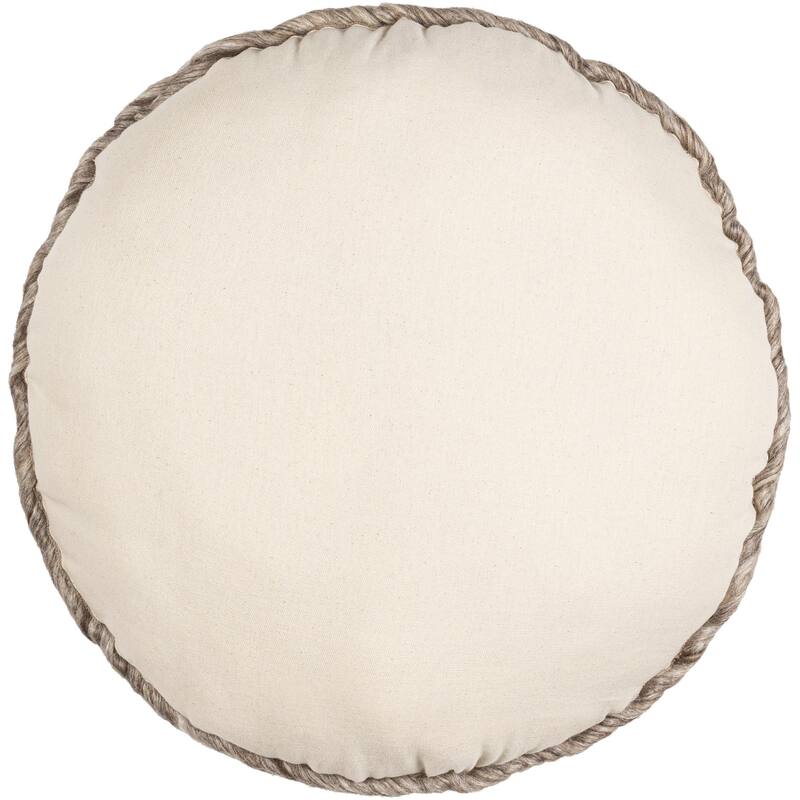 Lanz Hand Embroidered Woven Cotton 18-inch Round Pillow