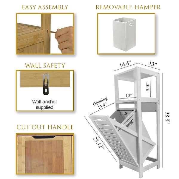 TiltOut Laundry Linen Hamper 14.4"L x 13"W x 38.8"H Bed