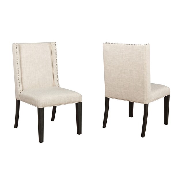 Linen nailhead online dining chairs