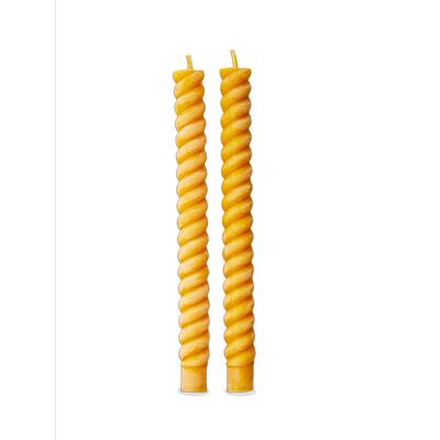 Beeswax Spiral Taper Candles 10" - Honey Yellow, 8 Hour Burn Time, Perfect for Everyday Use, Set of 2