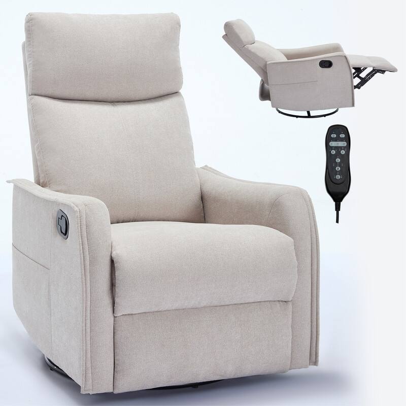 Heat Massage Manual Recliner Chair with Rocker and Swivel in Fabric for Living Room