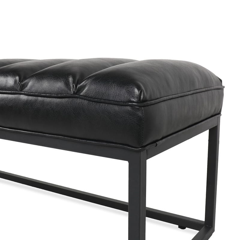 53'' PU Leather Upholstered Bench with Metal Base for Bedroom and Entryway
