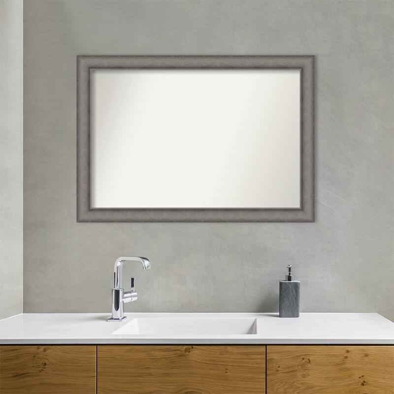 Burnished Concrete Non-Beveled Wood Framed Bathroom Vanity Wall Mirror - Burnished Concrete