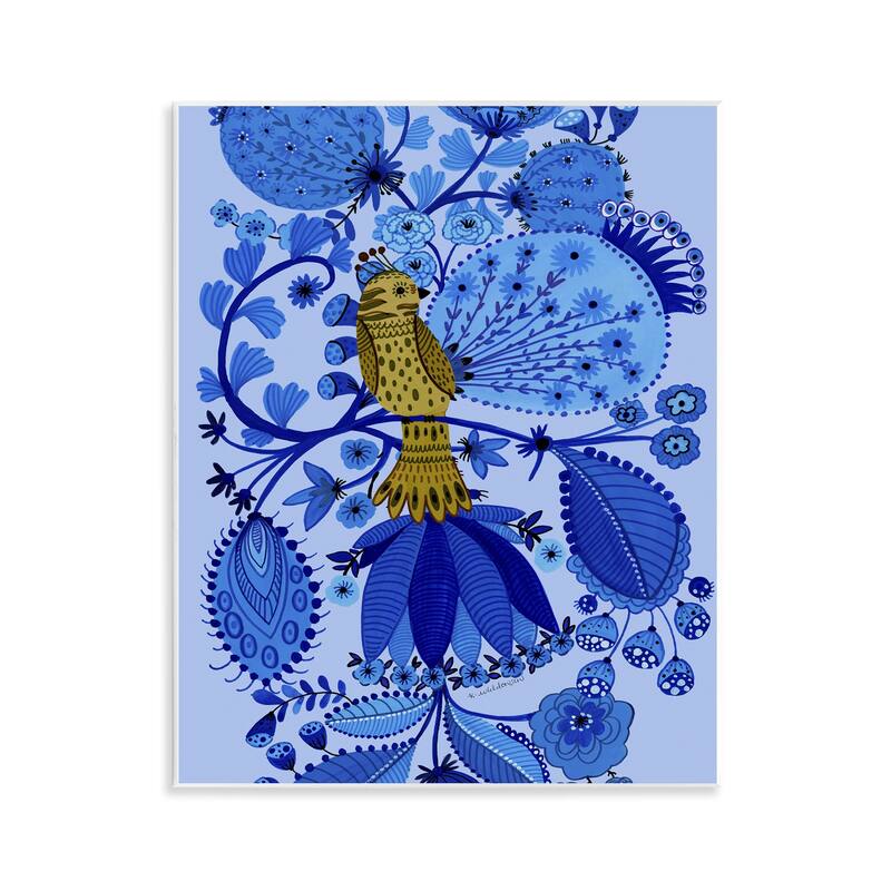 Stupell Folk Inspired Whimsical Bird Wall Plaque Art Design By Kay Widdowson - 11 x 14