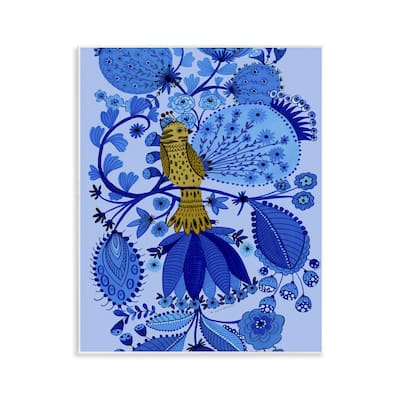 Stupell Folk Inspired Whimsical Bird Wall Plaque Art Design By Kay Widdowson