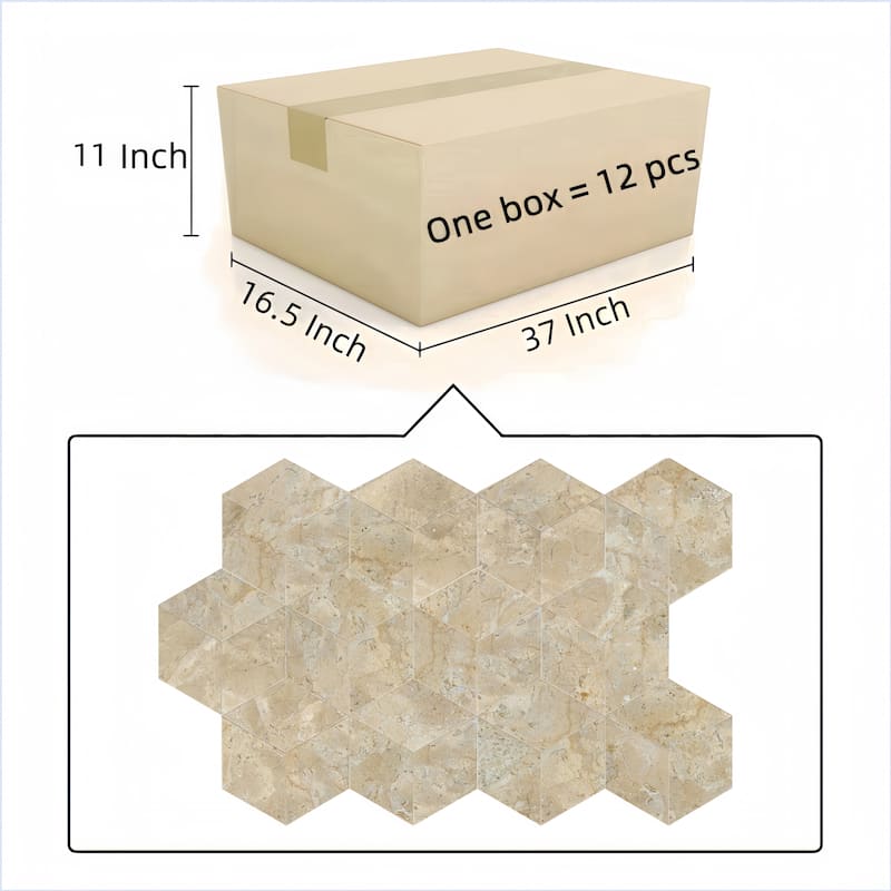 Hexagon Natural Stone Marble Tiles for Floor and Wall, 1 Box 12 PCS