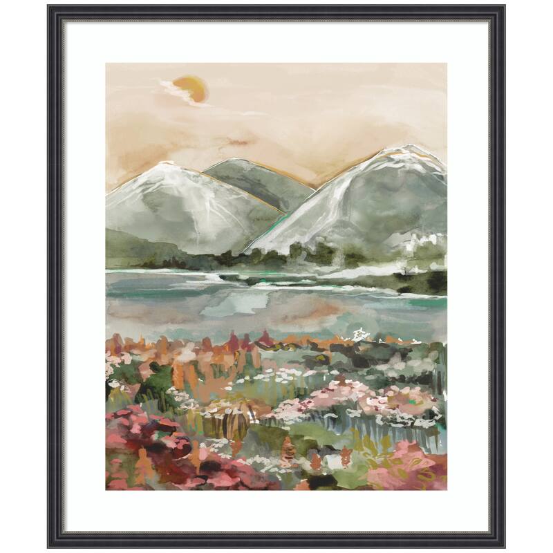 Kate and Laurel Framed Art Neutral Landscape 03 by Annie Quigley - 21x25 - Black