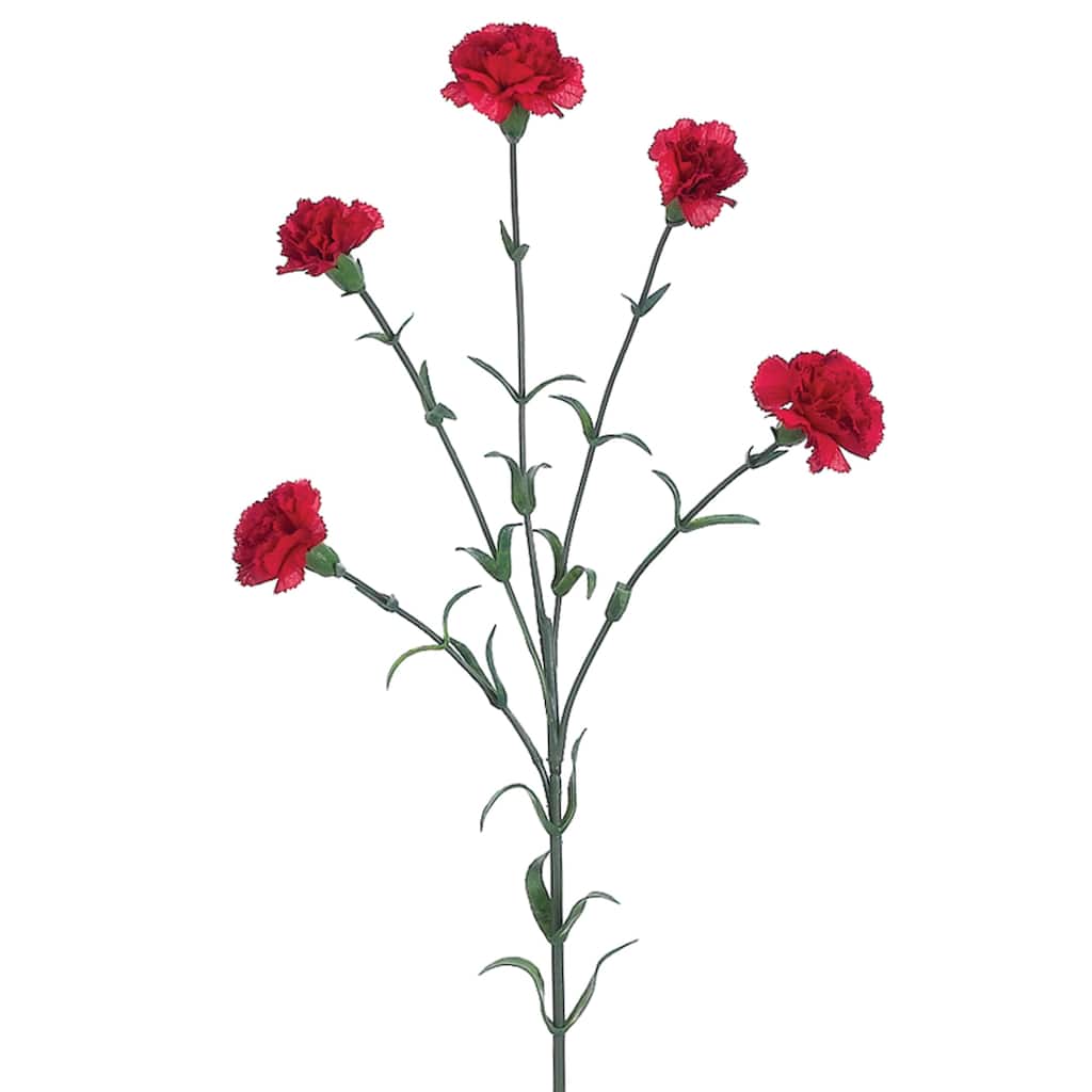 Mini Carnation Artificial Floral Spray - 27.5" - Crimson Red