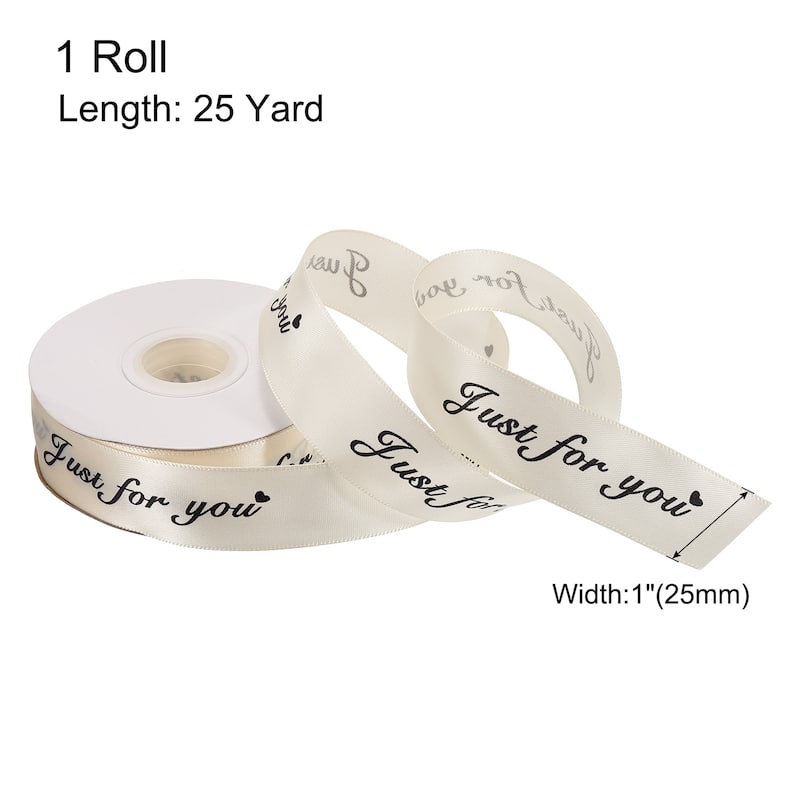1" 25 Yard Valentine Printed Satin Ribbon Wedding Grosgrain Ribbons - 1" x 25 Yard - Light Yellow