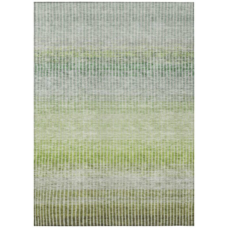 Machine Washable Indoor/ Outdoor Contemporary Stripes Chantille Rug