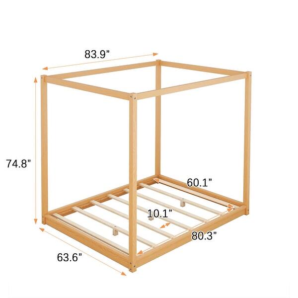 Queen Size Modern Wooden Canopy Platform Bed