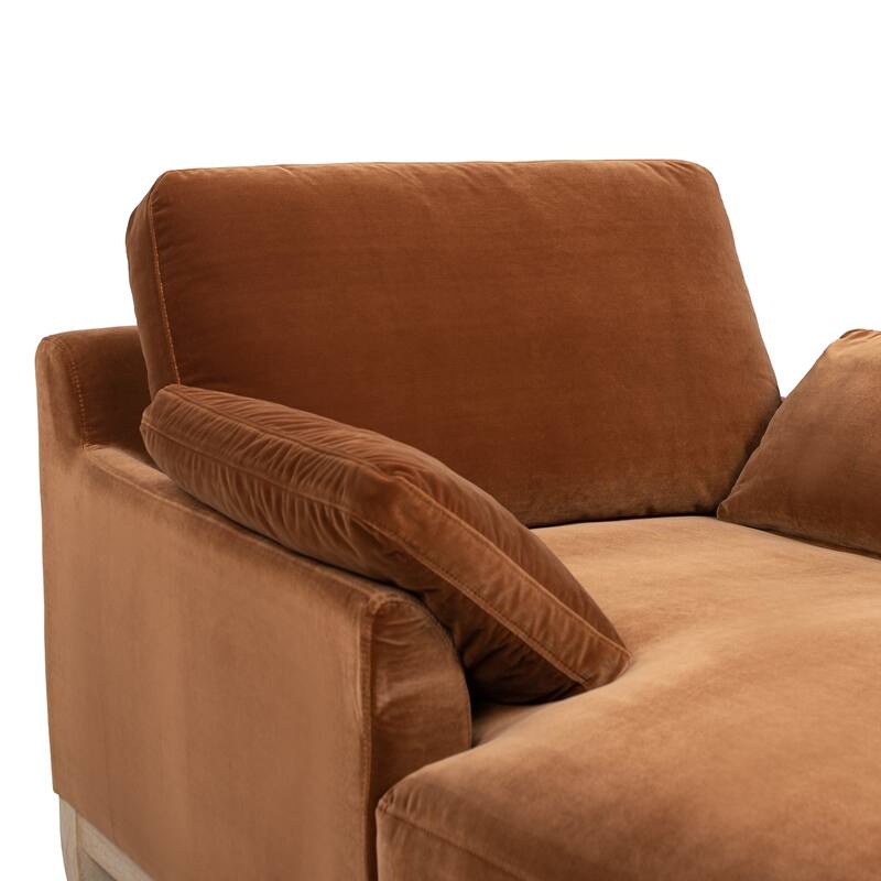 Pasadena 63" Loose Pillow Back Velvet Upholstered Chaise Lounge Chair - 63"W X 37"D X 35.5"H
