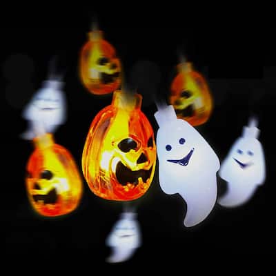 10FT LED(Pumpkin/White Ghost) Lights,for Indoor/Outdoor - Yellow