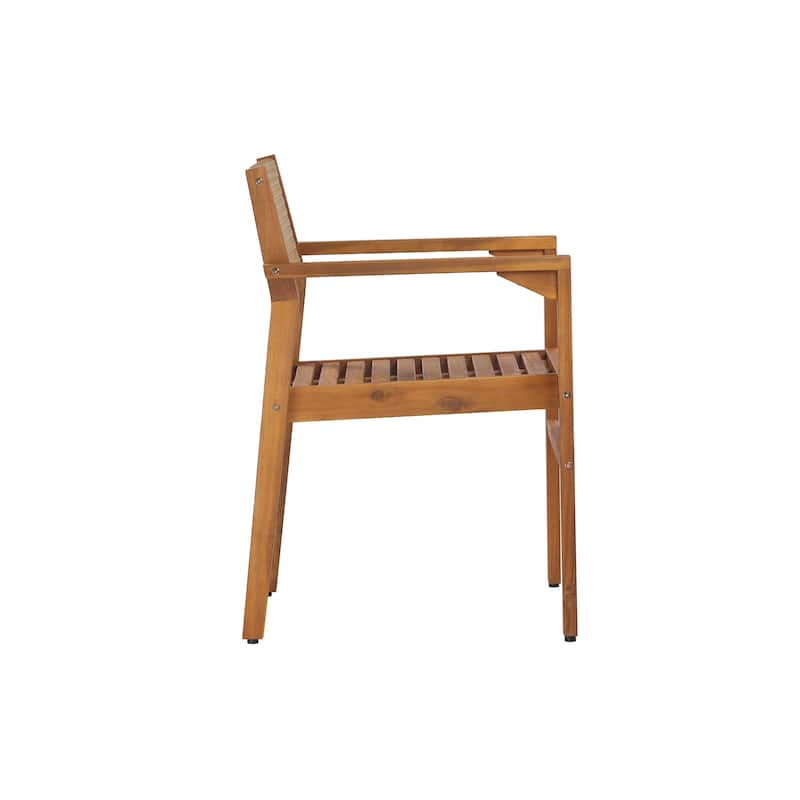 Christopher Knight Home - Modern Outdoor & Indoor Acacia Wood Dining Chairs Set with Wicker Backrest and Armrests