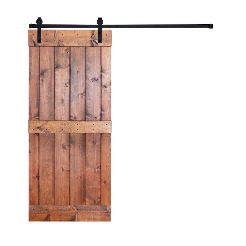 K1 Series Paneled Wood Barn Door with Installation Hardware Kit - 28" - Honey