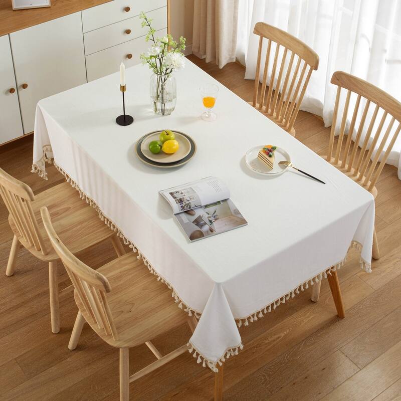 High Quality Washable Rectangle Cotton tablecloths, Wrinkle Resistant Washable Dining Room Table linen for Rectangle Table