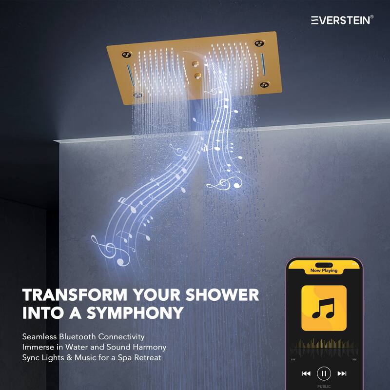 Shower Faucet System 28"*16" Ceiling Mount Shower Head with 4 Spray Mode Body Jets Handheld Spray LUXURY LED