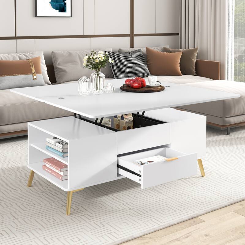 Lift Top Coffee Table with Drawers and Multi Functional Table