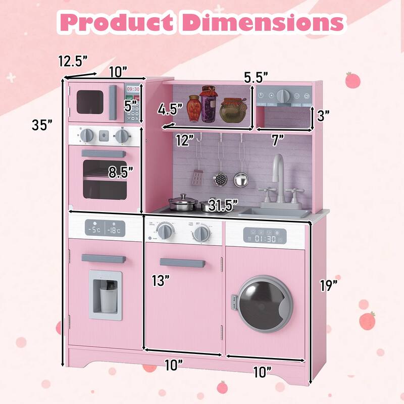 Gymax Kids Play Kitchen Toy Set w/ Water Dispenser Sink Faucet