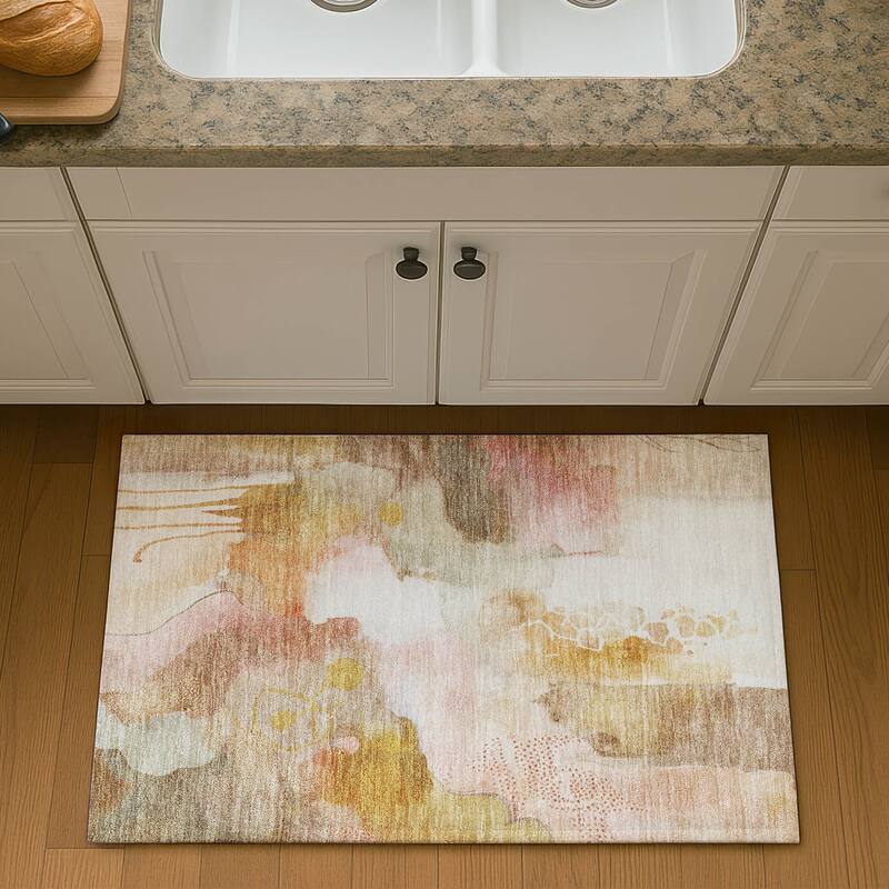 Premium Washable Super Soft Abstract Contemporary Mayfield Rug - Mauve - 1'8" x 2'6"