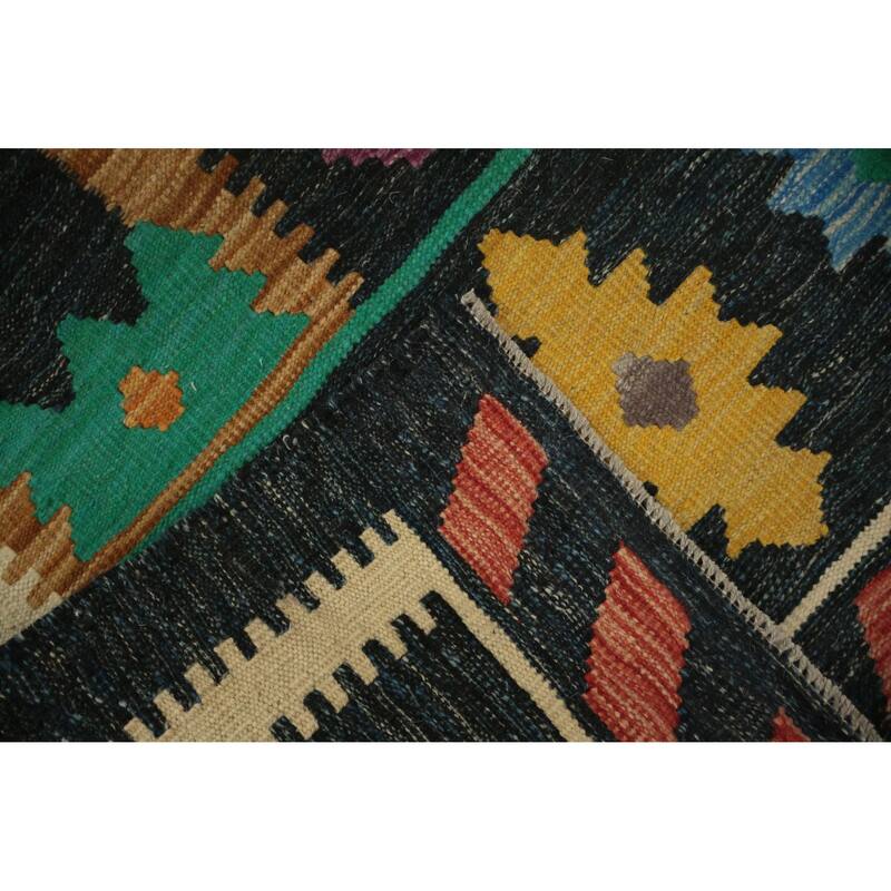 Hand Woven Oriental 100% Wool Carpet Southwestern Tribal Multi-Colored Kilim Area Rug - 9' 10'' X 6' 3''