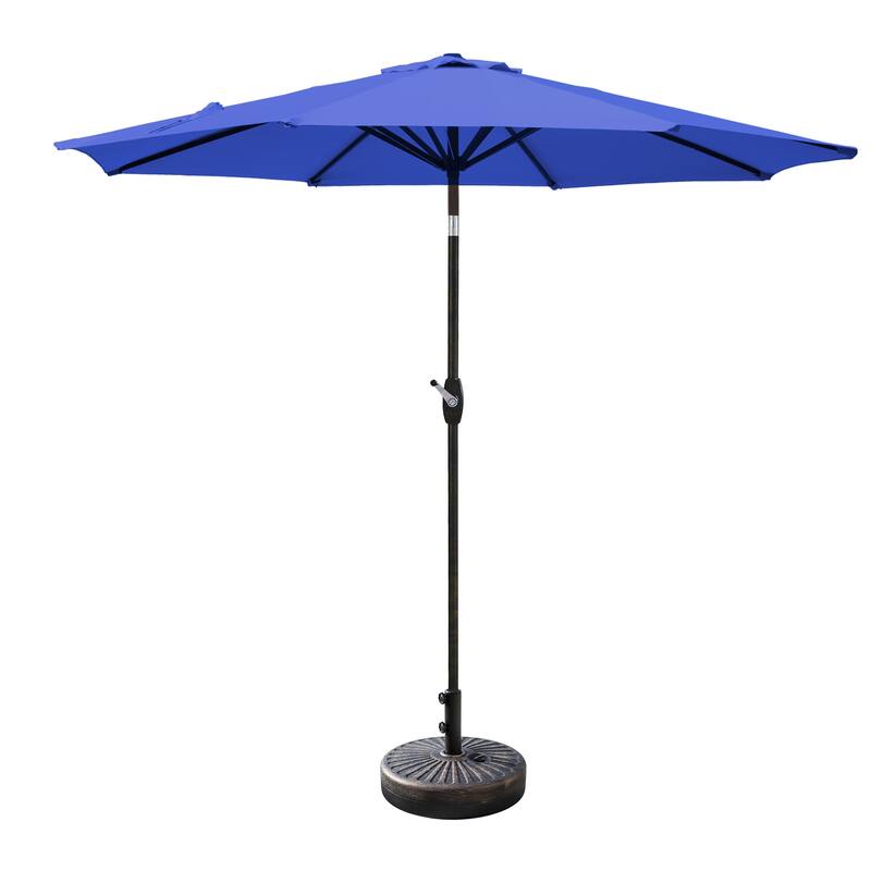 Brock 9-Foot Market Patio Umbrella with Concrete Base Weight Stand Included