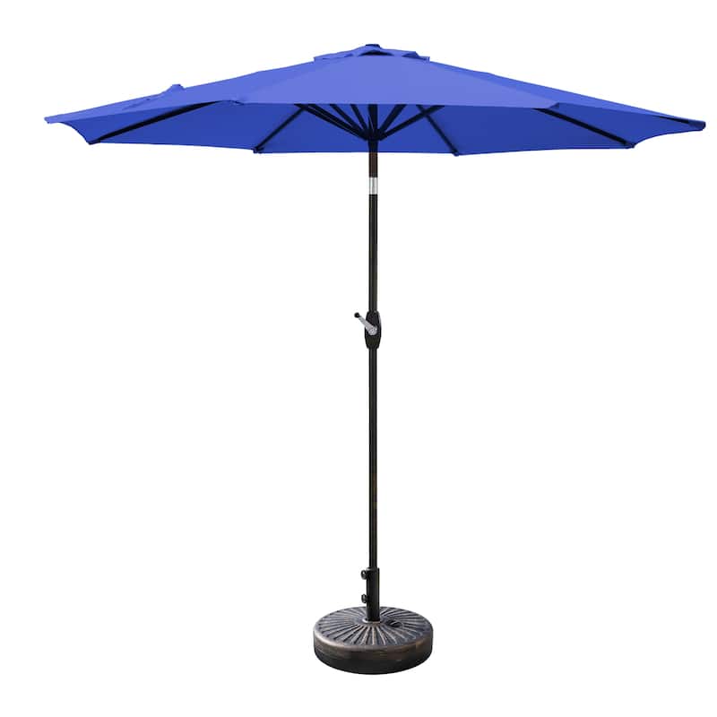 Lopes 9-foot Patio Umbrella with Bronze Finish Base Weight Stand Included