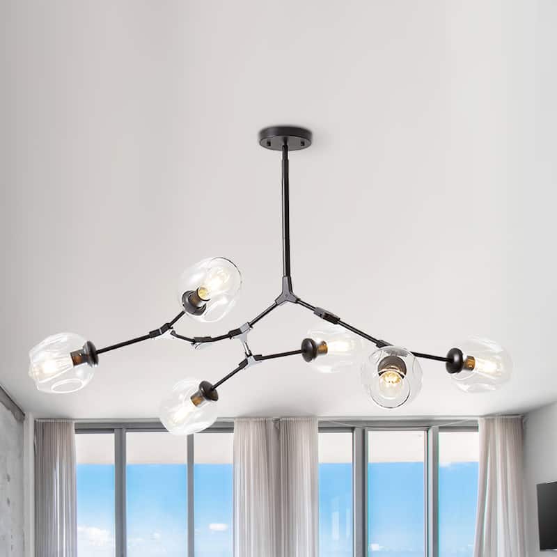 Belladepot Black Modern Full-angle Adjustable Chandelier with Clear Glass Shade - 6 Light