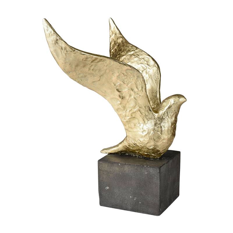 Elk Home Winged Bird Gold Composite 11.5 Inch Wide Sculpture - Gold
