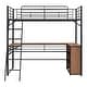 preview thumbnail 3 of 7, Black Twin Metal Loft Bed with Shelves & Desk