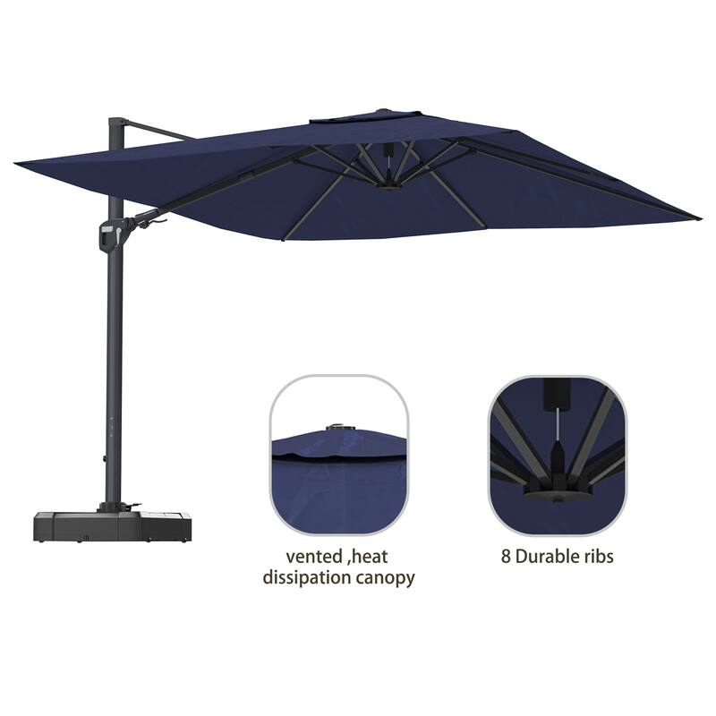 11FT Square Cantilever Patio Umbrella in Navy Blue(without Umbrella Base)