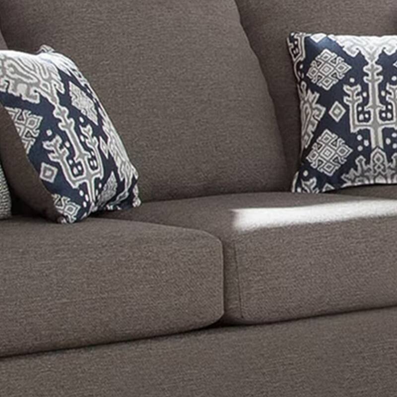 Transitional Fabric & Wood Sofa With Flared Arms, Light Gray