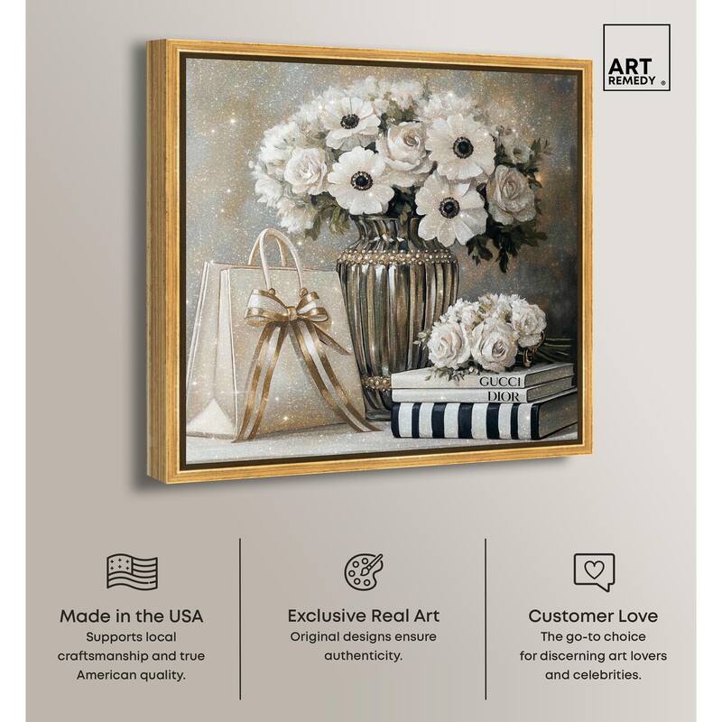 Elegant Flowers Books Neutral Canvas by Art Remedy