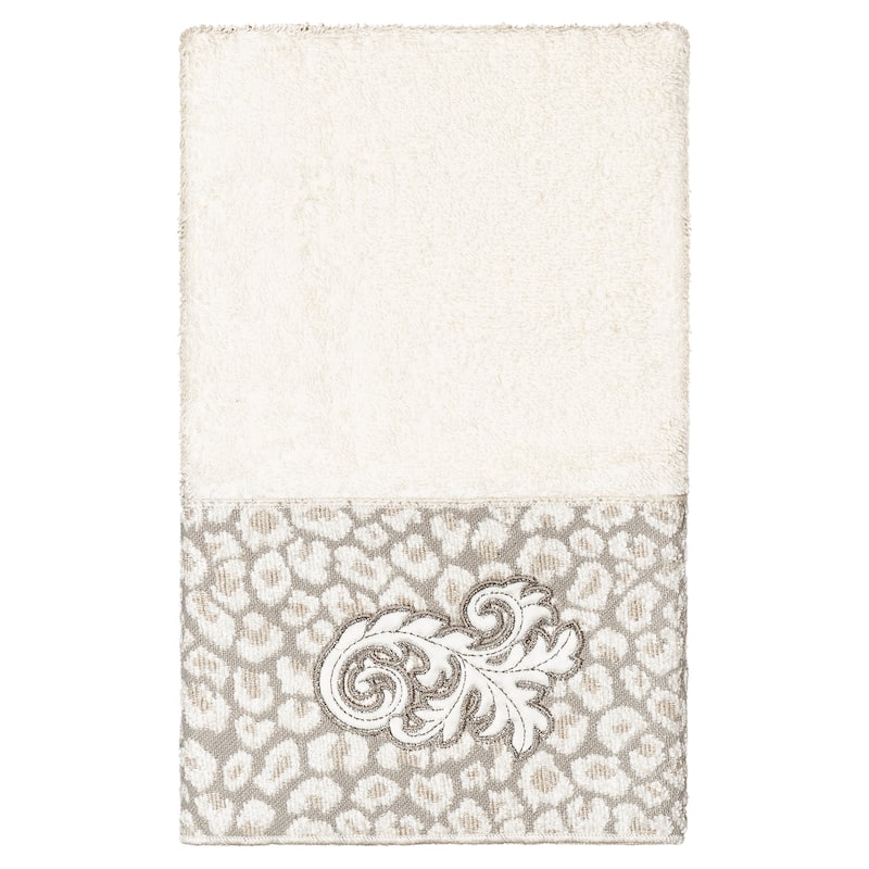 Authentic Hotel and Spa 100% Turkish Cotton April Embellished Hand Towel - Cream