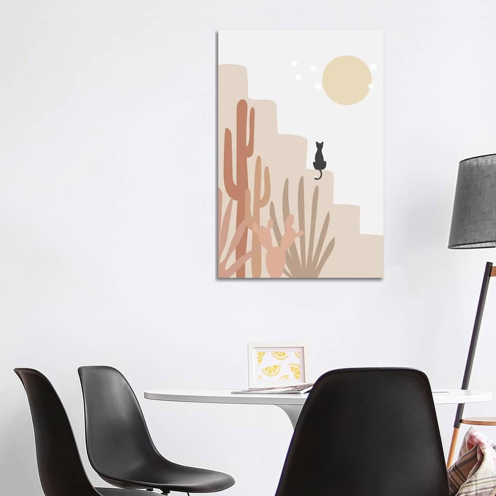 iCanvas "Cactus And Cat" by Nikki Canvas Print
