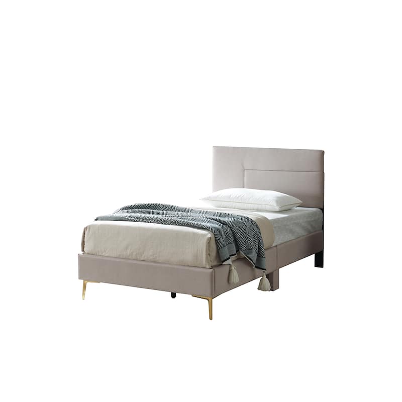 Verona Collection Brown/Gold Wood & Metal Bed Frame Twin to King