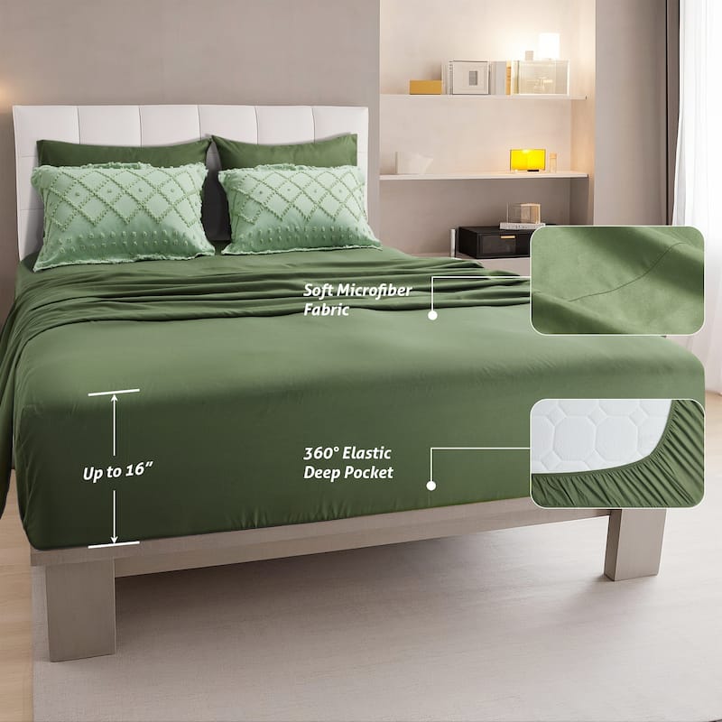Set of 5/7 Pieces Brushed Comforter Set, Bed-in-a-Bag