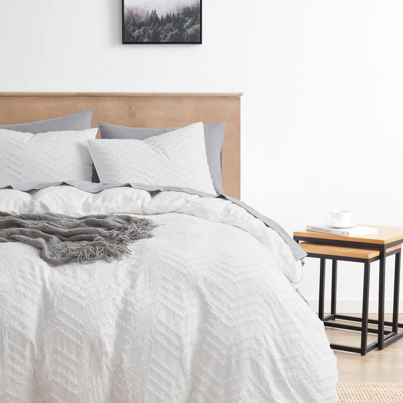 Nestl Boho Tufted Embroidery Double Brushed Duvet Cover with Button Closure