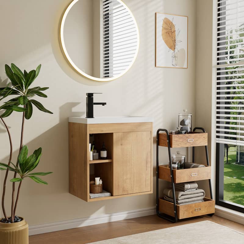 Single-Door Wall Cabinet with Integrated Basin