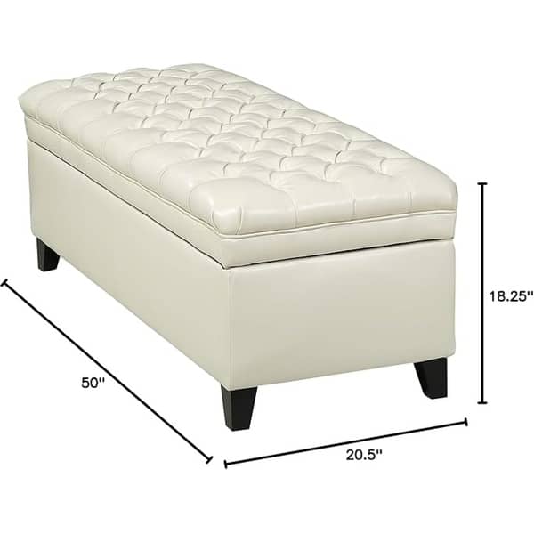 dimension image slide 2 of 3, Hastings Tufted Faux Leather Storage Ottoman by Christopher Knight Home