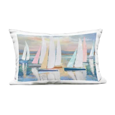 Stupell Abstract & Pastel Sailboat Fleet Printed Outdoor Throw Pillow Design by Amber Sterling