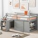 preview thumbnail 2 of 7, Gray Solid Wood Loft Bed with Retractable Desk, Storage Stairs, Storage Drawers, and Shelves