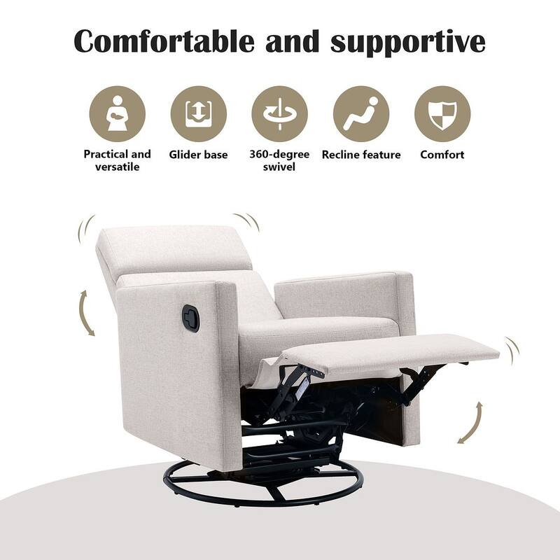 Modern 360° Swivel Sliding Linen Upholstered Recliner
