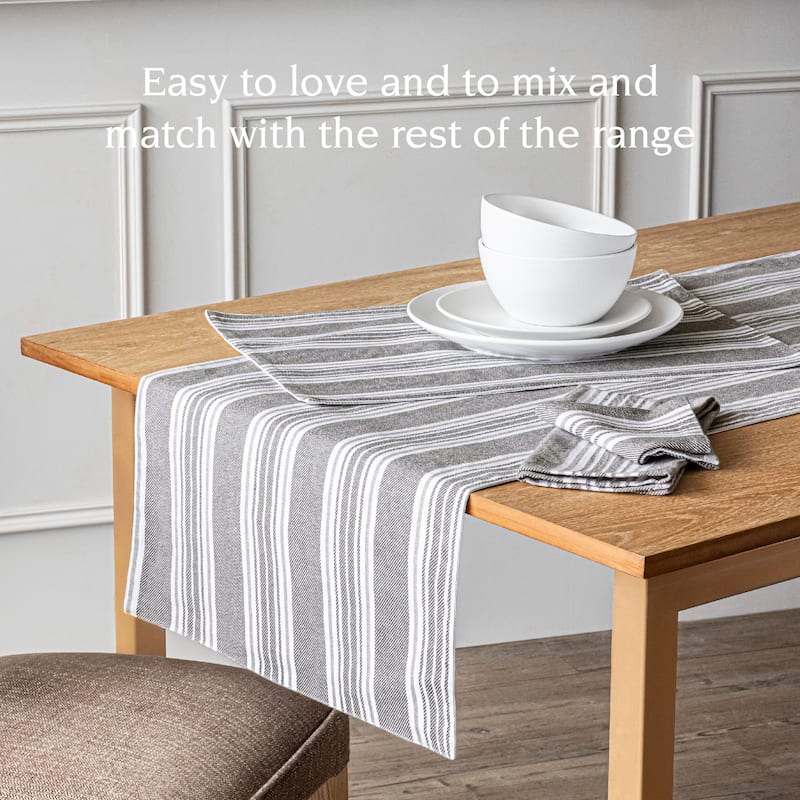 Over&back 100% Cotton Woven Striped Cloth Napkins - Machine Washable - Set of 4