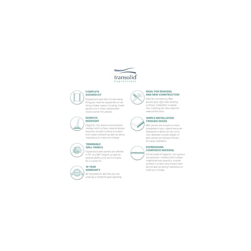 Transolid Expressions 48-in X 60-in X 72-in Glue to Wall Shower/Walls - 60" x 48" x 72"